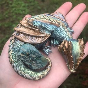 Sea Jasper Dragon & Crystal Set